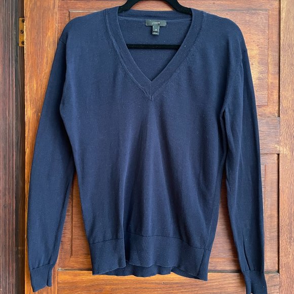 J. Crew Cotton Long-sleeve Navy Sweater Size XS - Picture 1 of 4